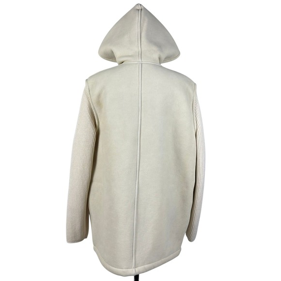 Blue Willis Denmark Hooded Knit Jacket Womens L Cream Full Zip Minimalist - Picture 6 of 16